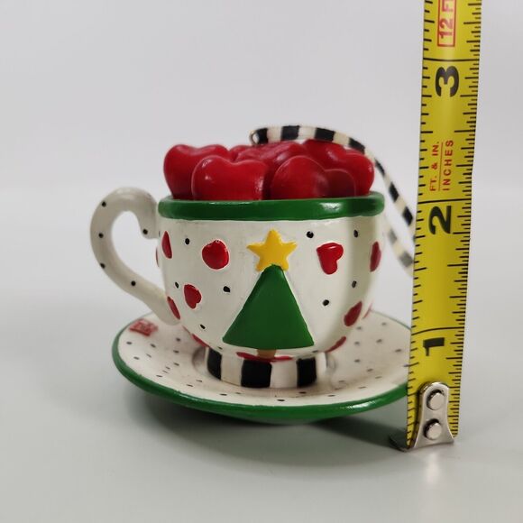 MARY ENGELBREIT Kurt Adler Christmas Collection Ornament Tea Cup of Hearts - Picture 8 of 8